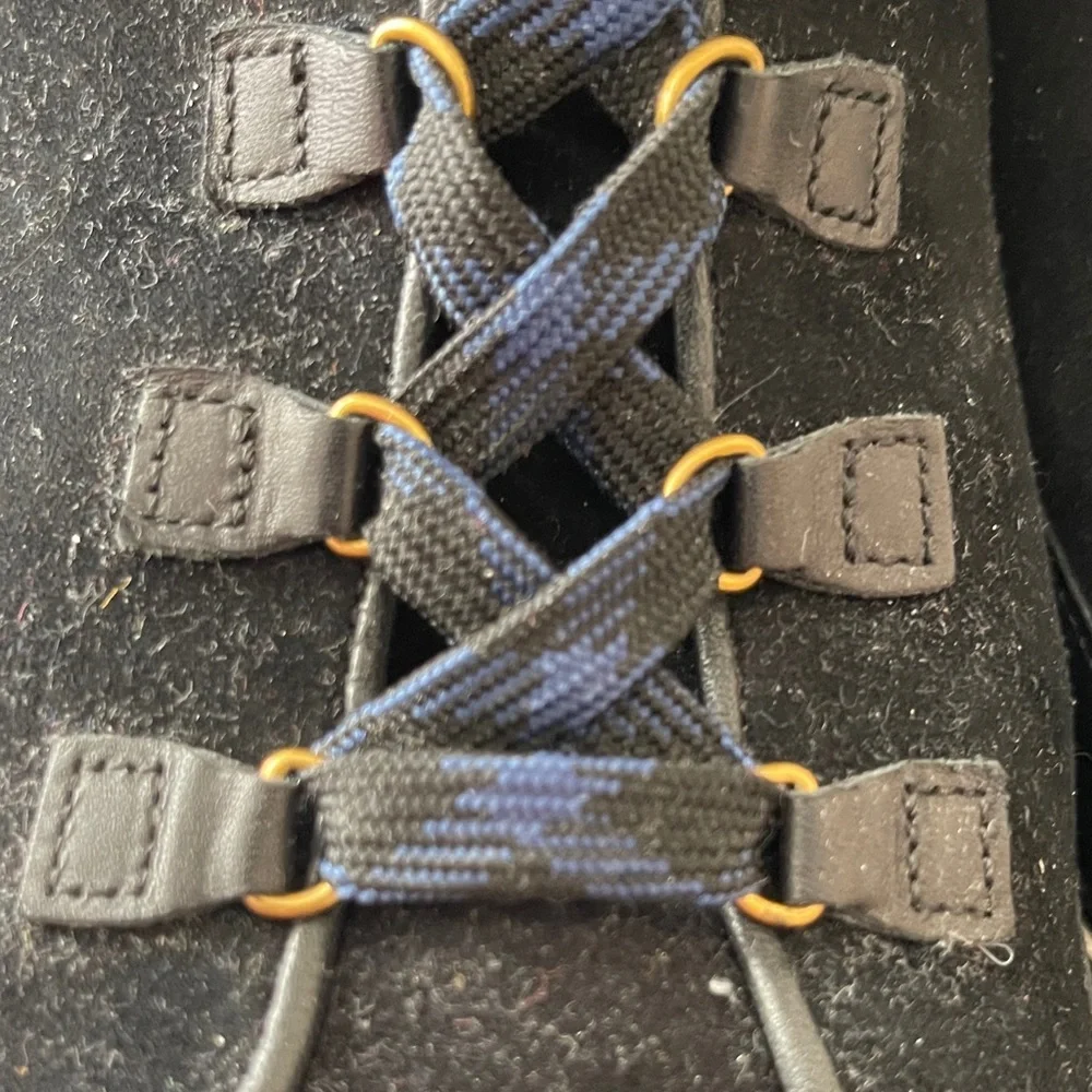 J. Crew Black Suede Lace-Up Ankle Boots with Gold Hardware With Extra Laces - Picture 5 of 7